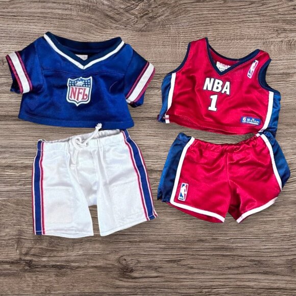 BUILD A BEAR Lot of 2 Sports NFL Football & NBA Basketball Outfits Clothes - Picture 1 of 3